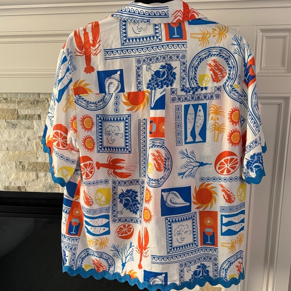 Commense Scalloped Vibrant Blue Orange 2-Piece Matching Set M NWT - Picture 6 of 10